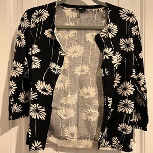 Black and white flower cardigan